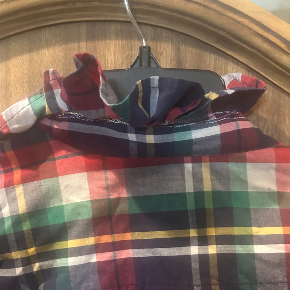 Chaps Ruffle Collar Multicolor Plaid Button Down … - image 6